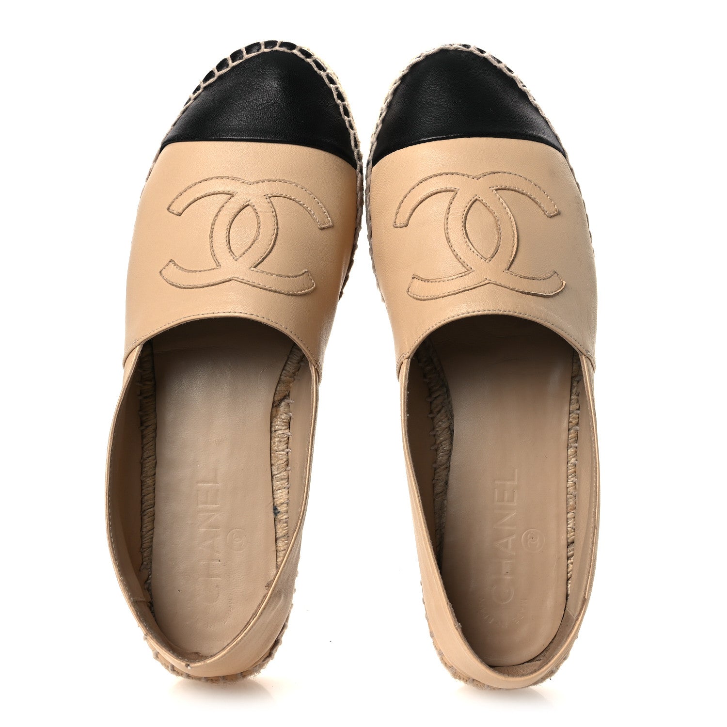 Chanel Lambskin CC Espadrilles 40 Beige Black 2 of 14