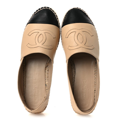 Chanel Lambskin CC Espadrilles 40 Beige Black 2 of 14