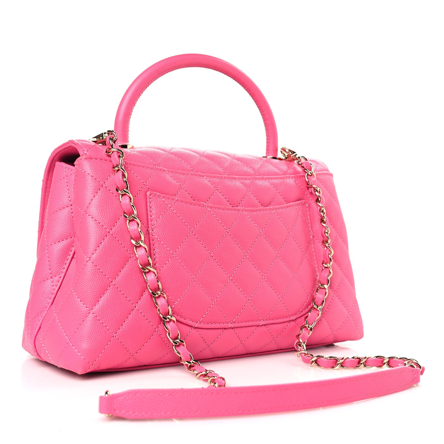 Caviar Quilted Small Coco Handle Flap Dark Pink