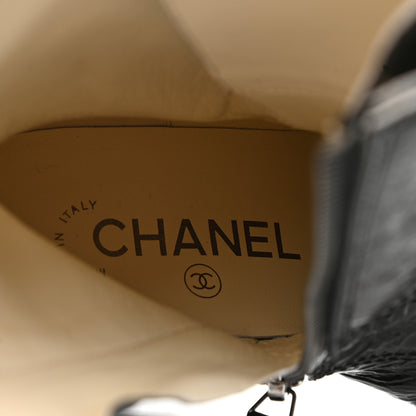 Chanel Patent Goatskin Cap Toe CC Lace Up Boots 35.5 Black 7 of 9