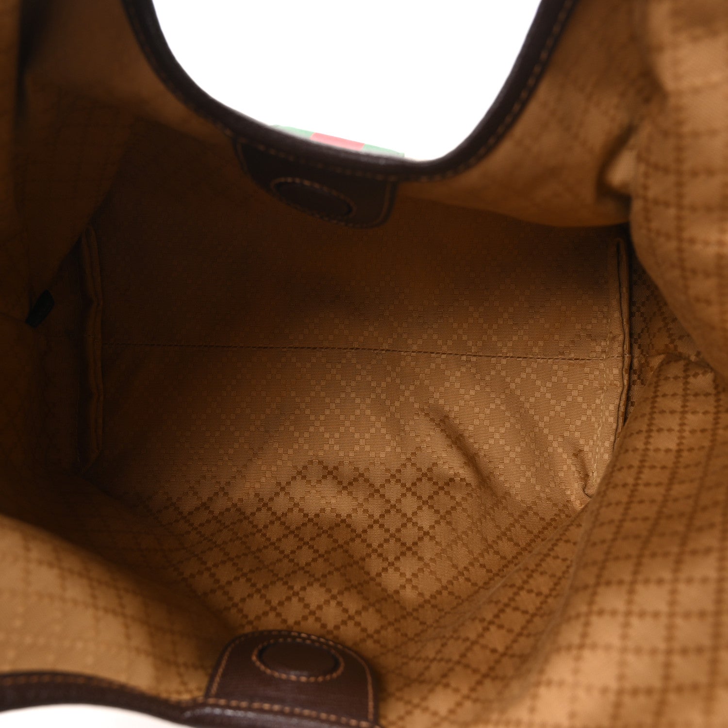 Gucci Varnished Monogram Web Small Giglio Tote Sand Dark Brown 6 of 11