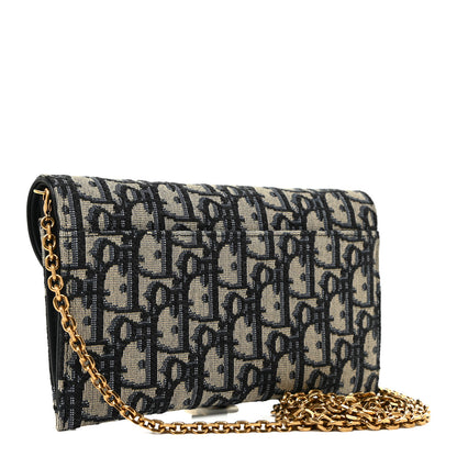 Christian Dior Oblique Saddle Chain Long Wallet Blue 4 of 12