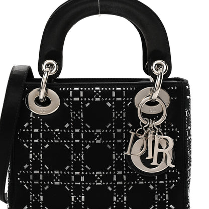 Christian Dior Satin Crystal Cannage Mini Lady Dior Black 7 of 10