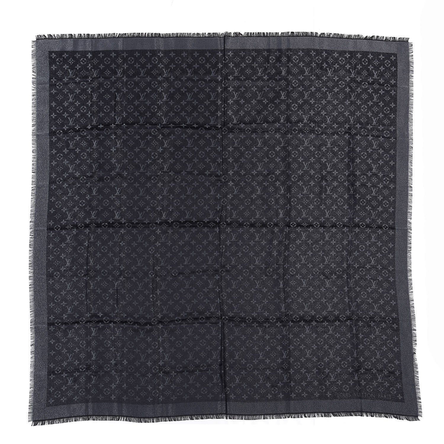 Louis Vuitton Silk Lurex Wool Monogram Shine Shawl Black 1 of 3