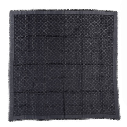 Louis Vuitton Silk Lurex Wool Monogram Shine Shawl Black 1 of 3