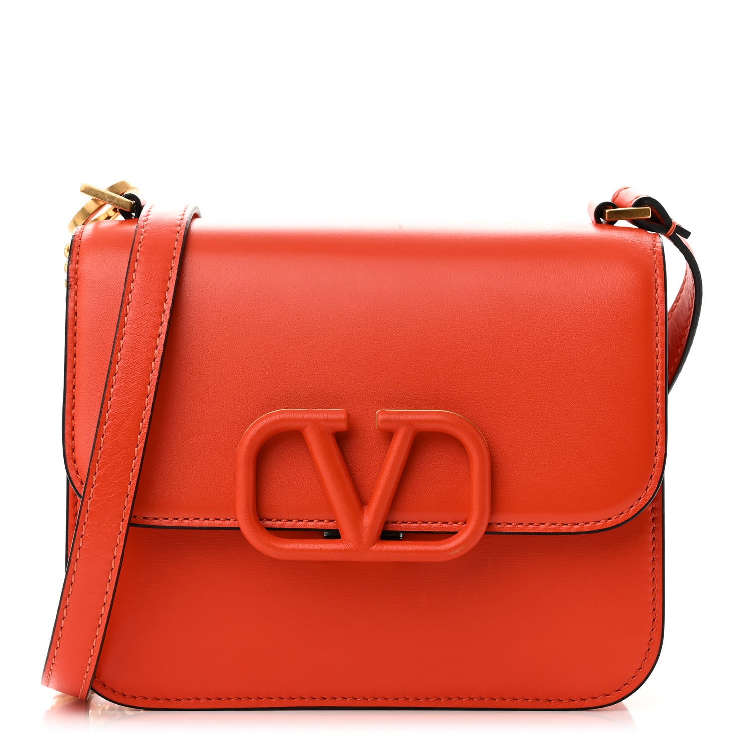 Valentino Garavani VALENTINO GARAVANI Smooth Calfskin Small VSling Shoulder Bag Orange 1 of 9