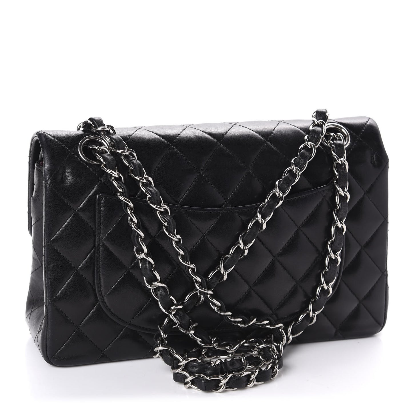 Lambskin Quilted Small Double Flap Black