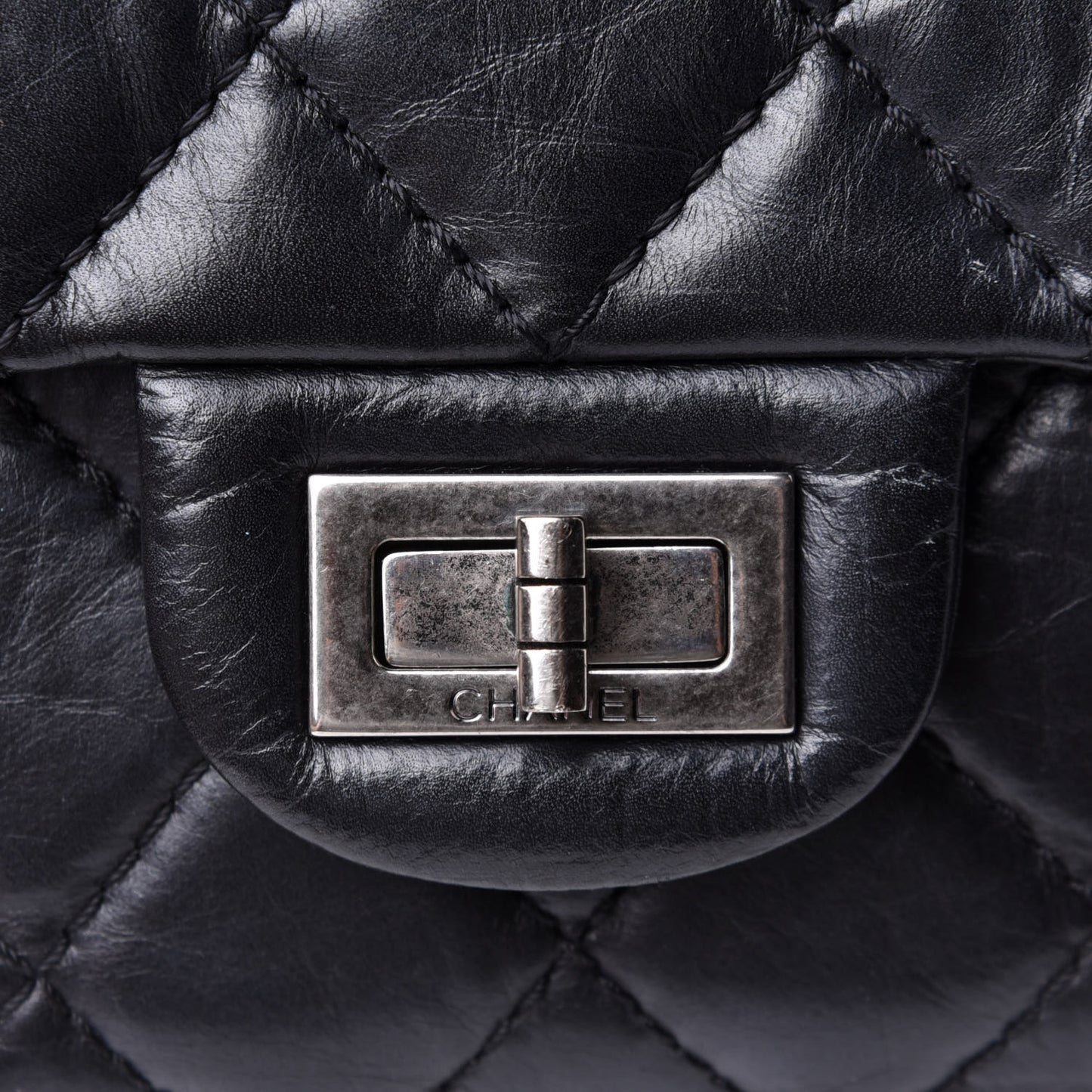 Aged Calfskin Quilted 2.55 Reissue 226 Flap Black