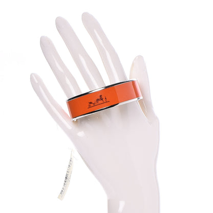 Hermes Enamel Printed Caleche Wide Bracelet 62 Orange 2 of 5