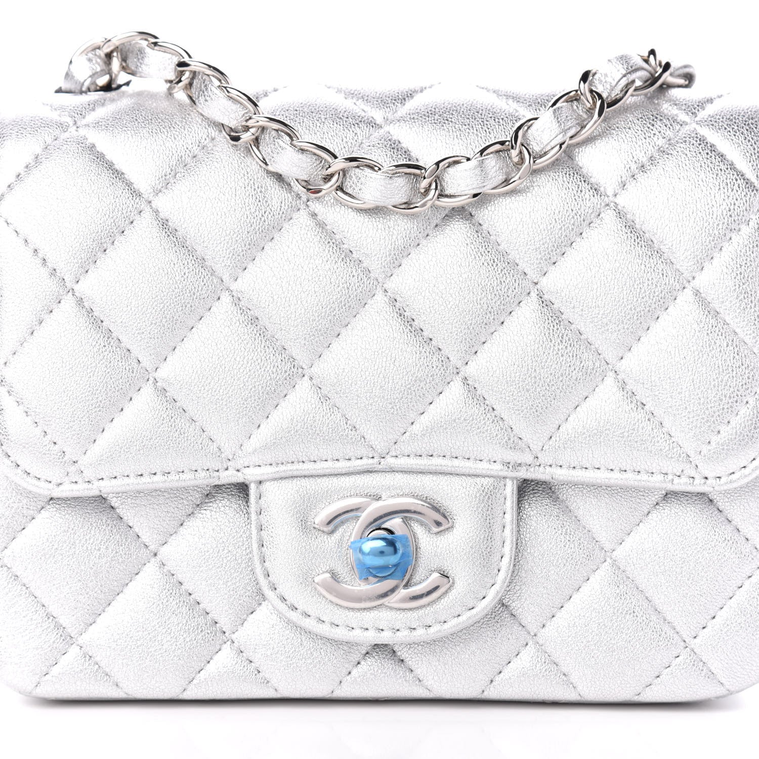 Chanel Metallic Lambskin Quilted Mini Square Flap Silver 10 of 10