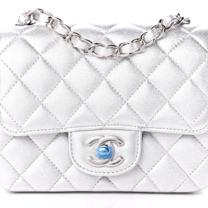 Chanel Metallic Lambskin Quilted Mini Square Flap Silver 10 of 10