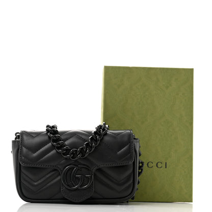 Gucci Calfskin Matelasse Monochrome GG Marmont Chain Belt Bag Black 13 of 13