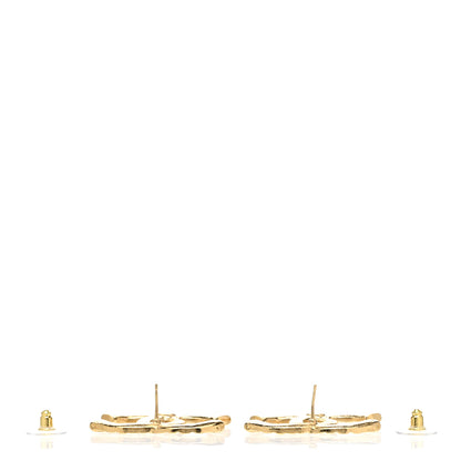 Chanel Metal Tweed Effect CC Earrings Gold 3 of 5