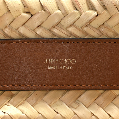Jimmy Choo Raffia Logo Basket Tote Natural Brown 6 of 11