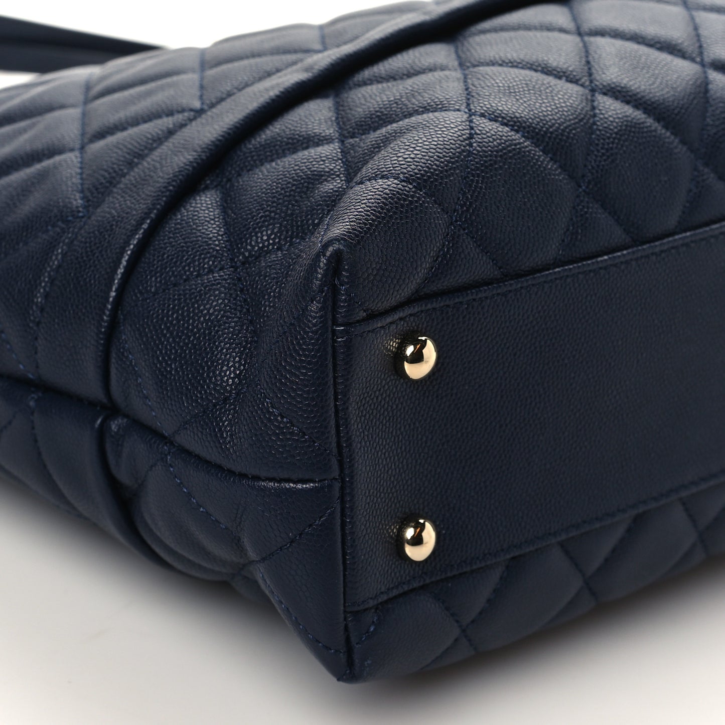 Caviar Quilted Small Zipped Shopping Tote Navy Blue