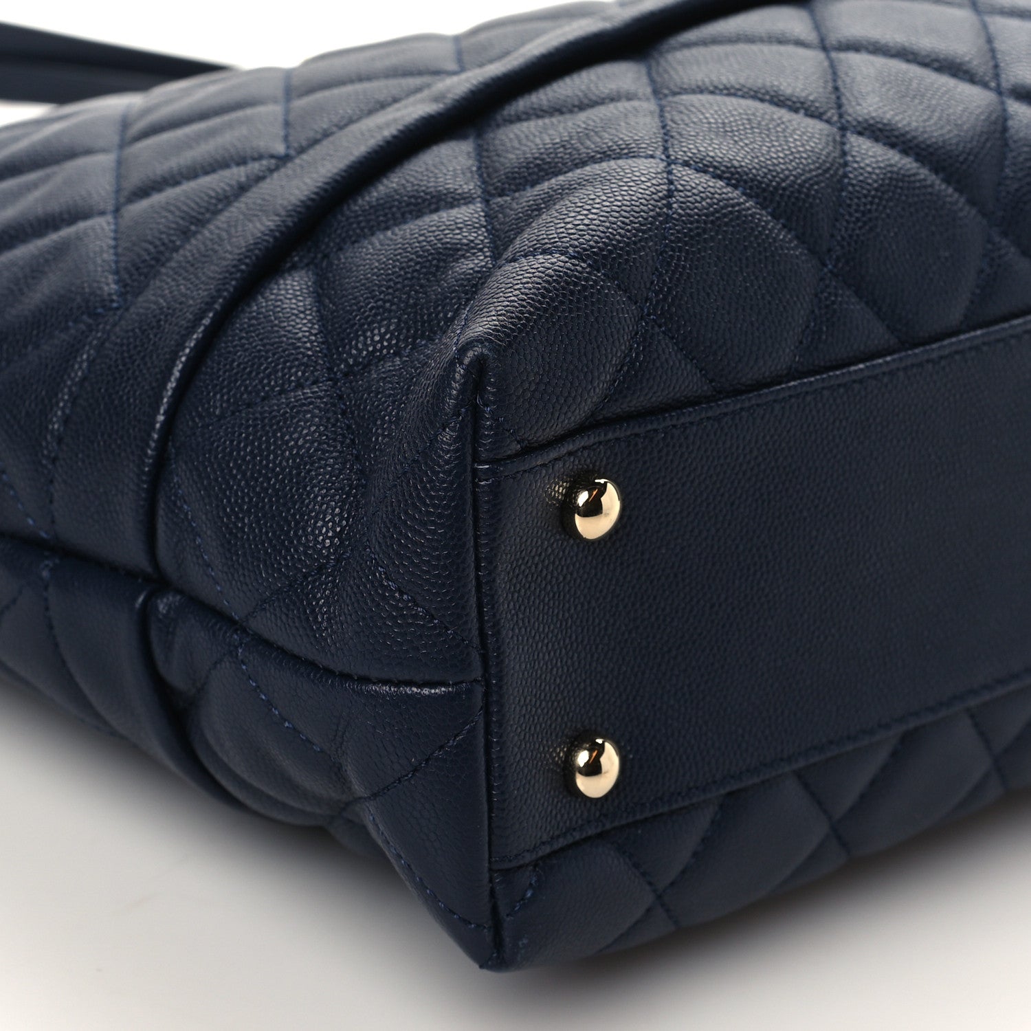 Chanel Caviar Quilted Small Zipped Shopping Tote Navy Blue 9 of 10