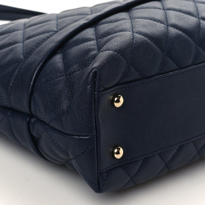 Chanel Caviar Quilted Small Zipped Shopping Tote Navy Blue 9 of 10