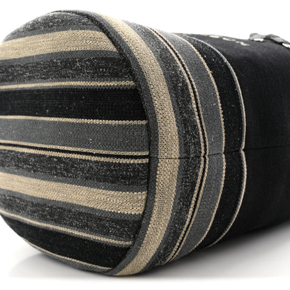 Chanel Striped Canvas Deauville Drawstring Backpack Black 18 of 19