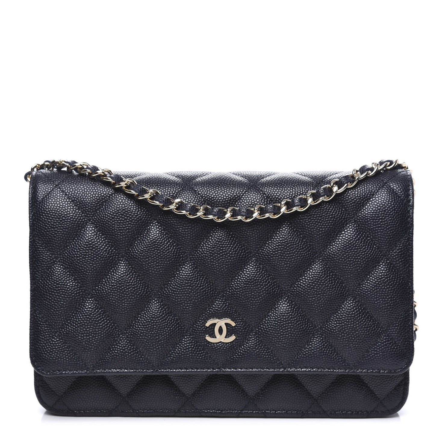 Caviar Quilted Wallet On Chain WOC Navy Blue