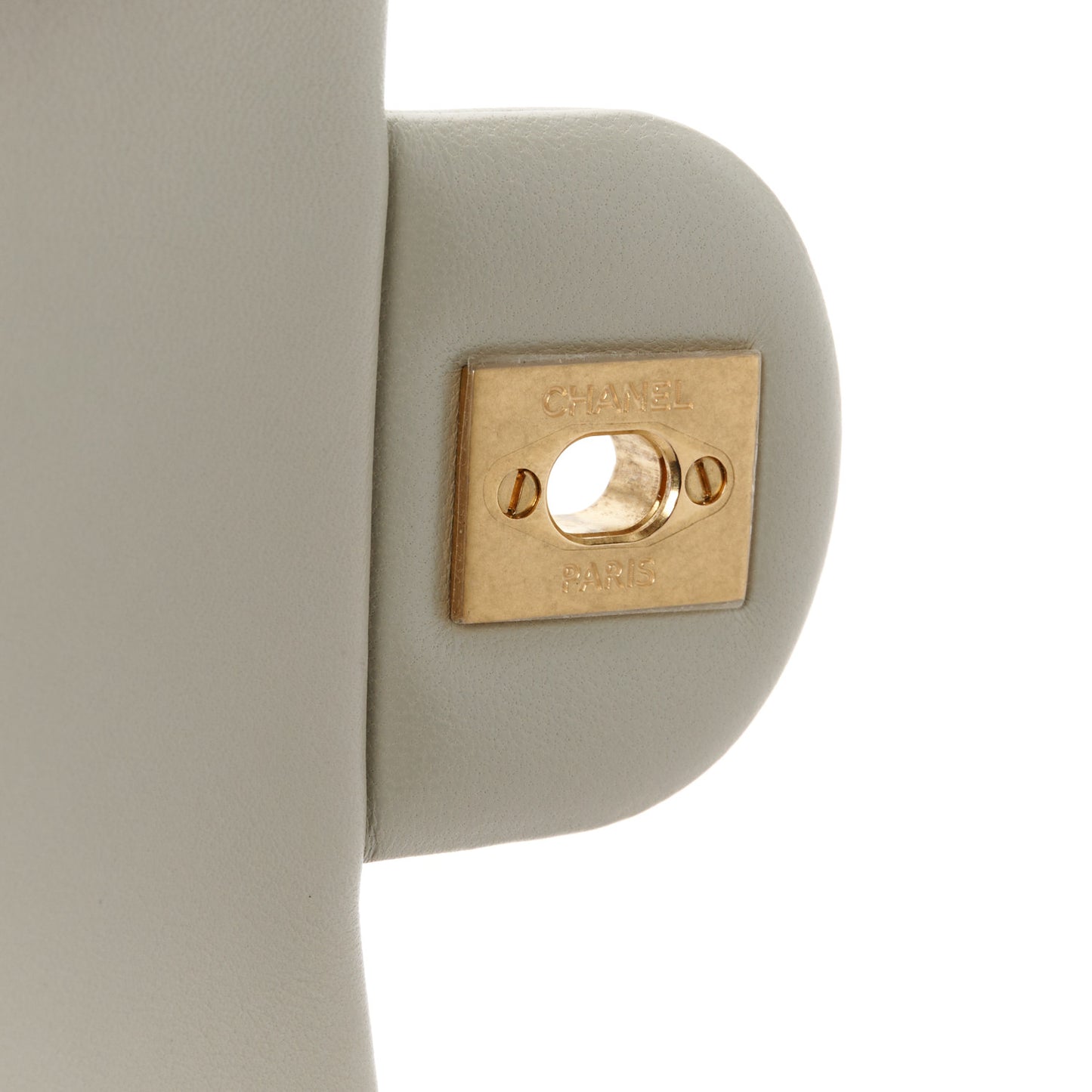 Lambskin Quilted Mini Pearl Crush Flap Light Grey