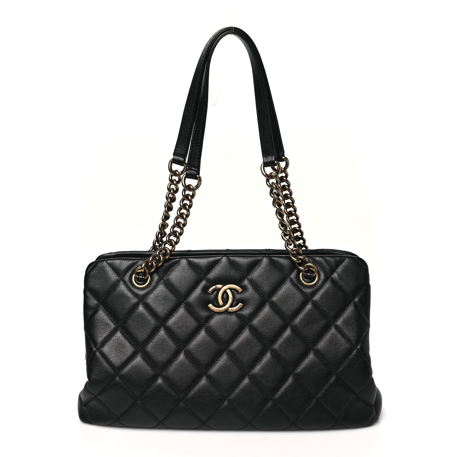 Chanel Calfskin Quilted Small CC Crown Tote Black 1 of 13