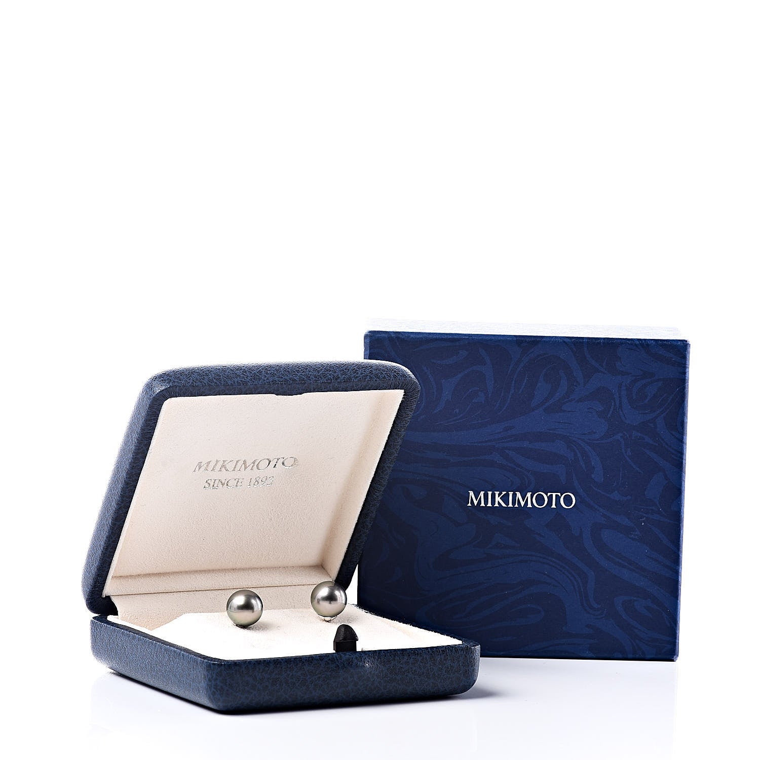 Mikimoto 18K White Gold Black South Sea Pearl 9mm Stud Earrings 5 of 5