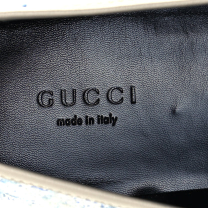 Gucci Wool Tweed Horsebit Womens Jordaan Loafers 9 Light Blue White Mystic White 8 of 10