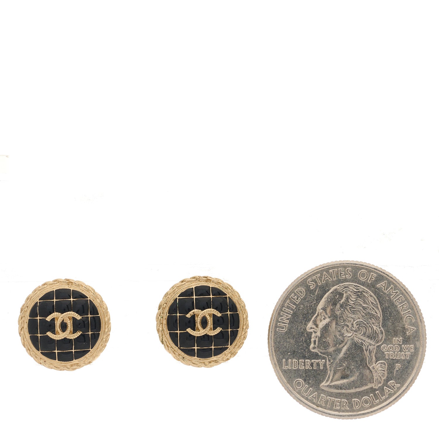 Chanel Resin CC Chain Round Earrings Gold Black 2 of 4
