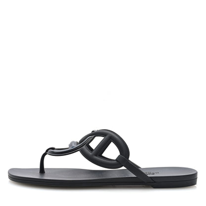 Hermes Rubber Womens Egerie Sandals 38 Black 1 of 8