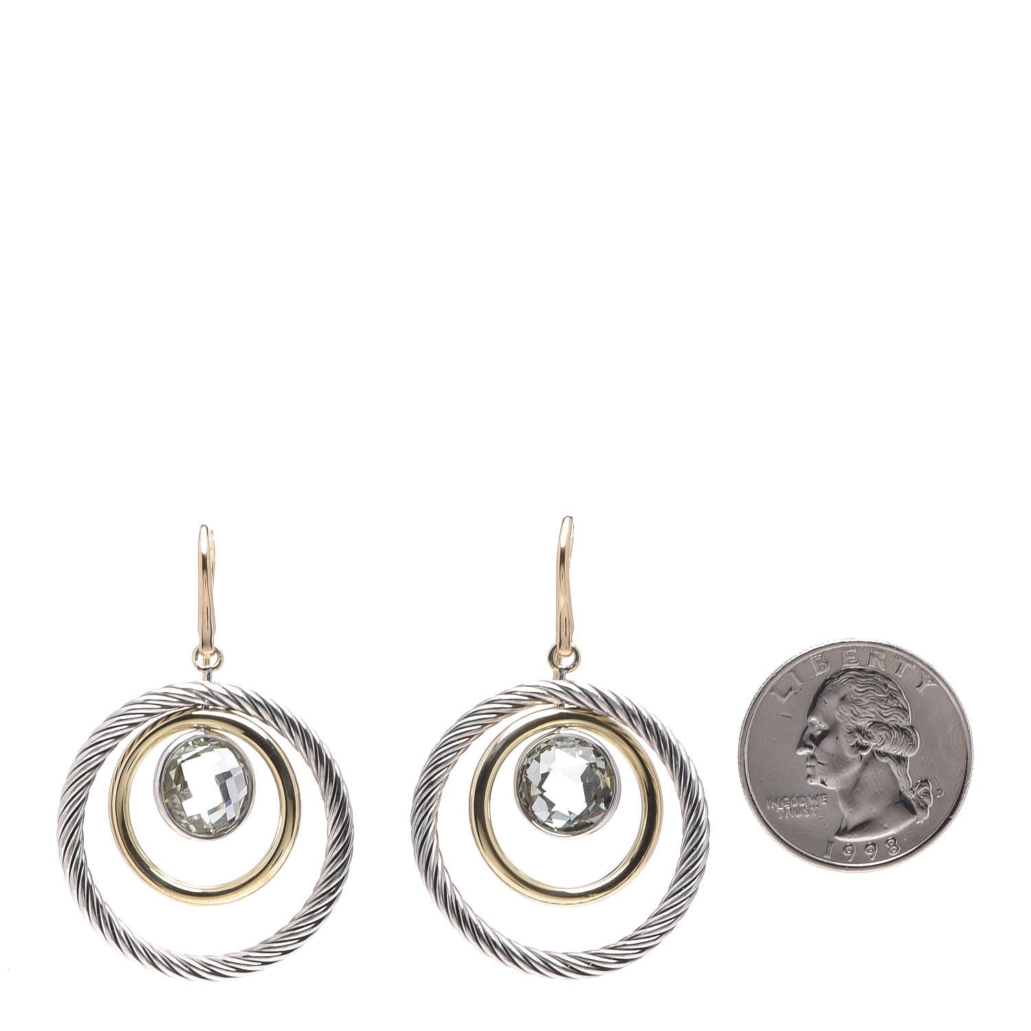 David Yurman 18K Yellow Gold Sterling Silver Prasiolite Mobile Earrings 2 of 5