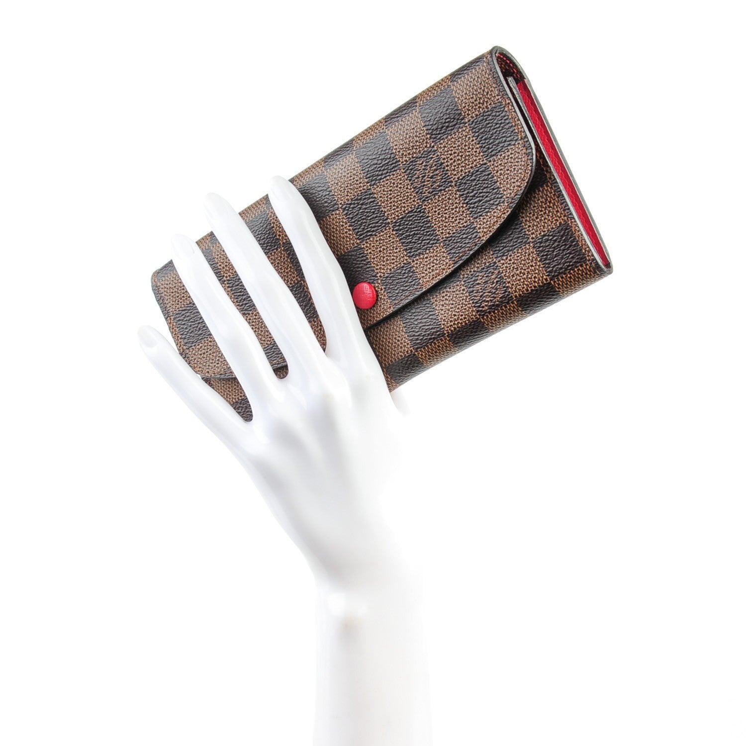 Louis Vuitton Damier Ebene Emilie Wallet Red 2 of 7