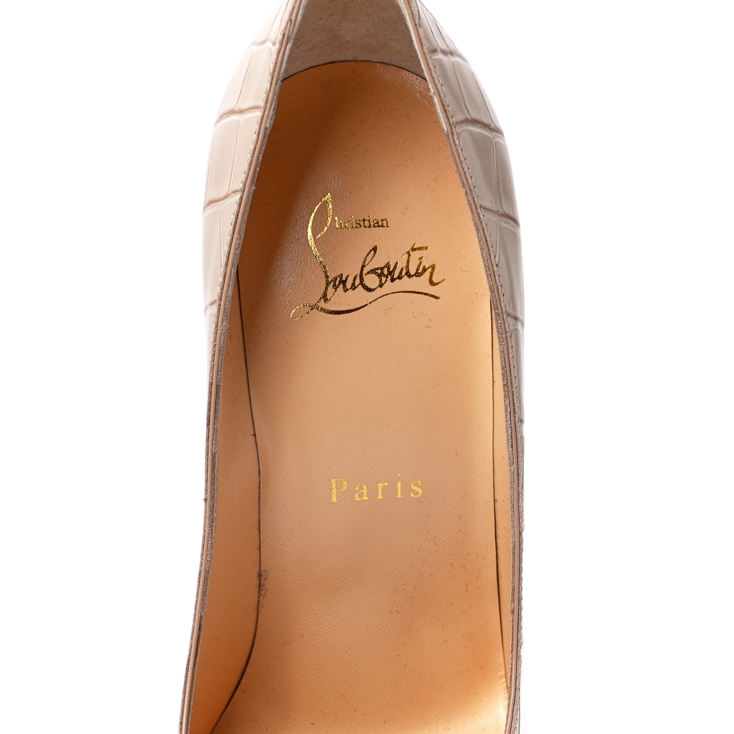 Calfskin Crocodile Embossed Kate 100 Pumps 37 Neutral