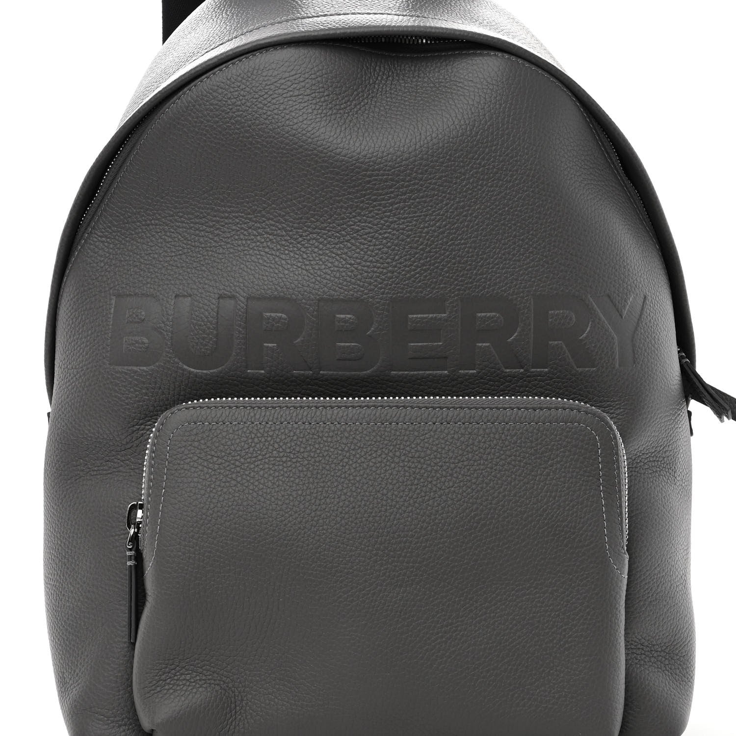Burberry Calfskin Logo Embossed Backpack Charcoal Grey 9 of 11