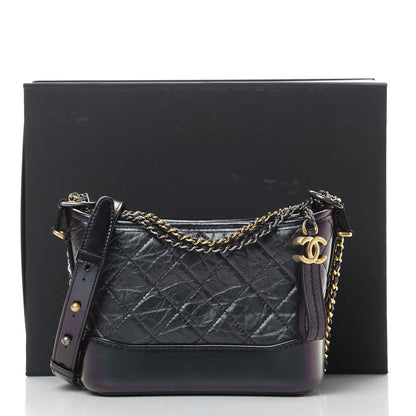 Chanel Iridescent Aged Calfskin Quilted Small Gabrielle Hobo Black 11 of 11