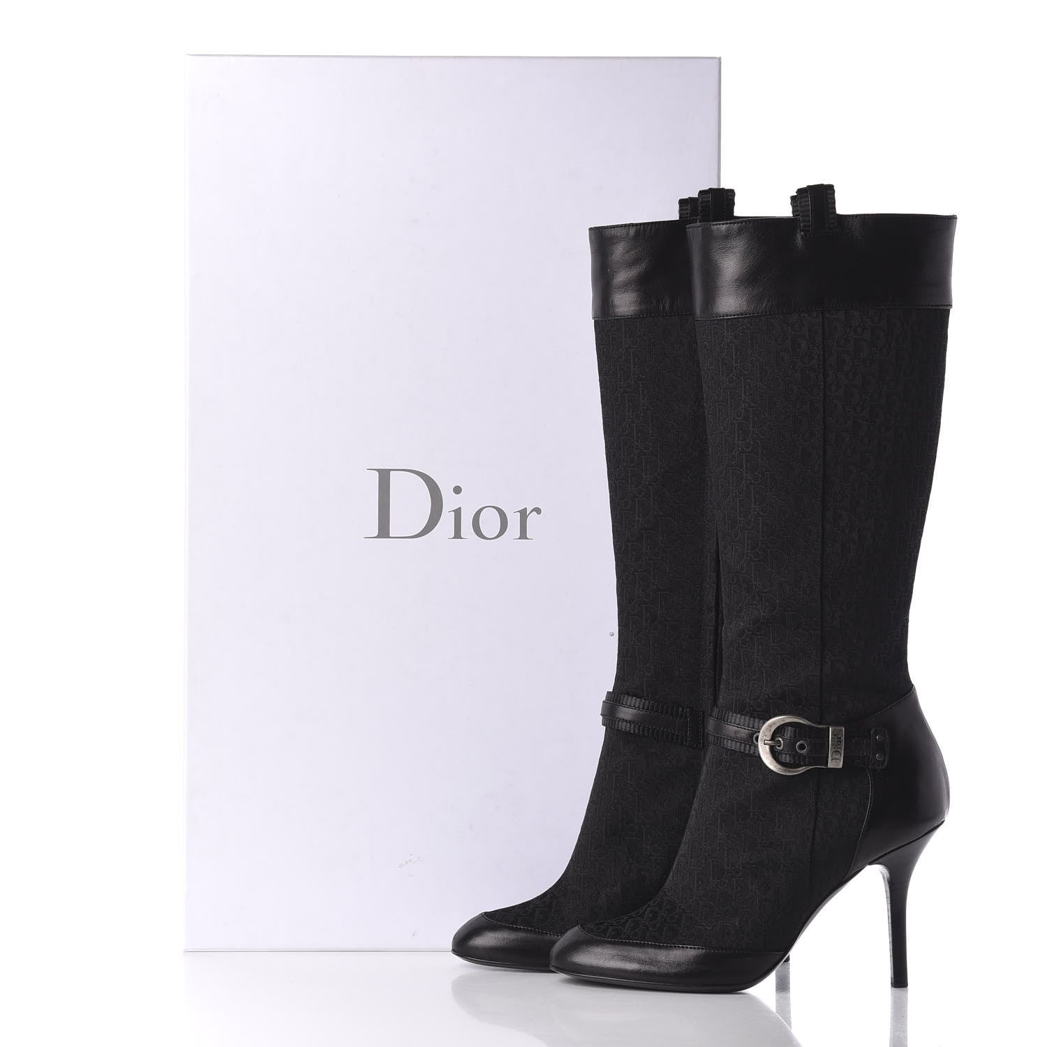 Christian Dior Monogram Buckle Tall Boots 39 Black 11 of 11