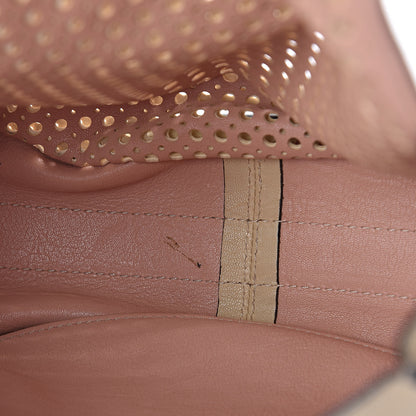 Chloe Calfskin Medium Perforated Marcie Round Crossbody Bag Beige 7 of 10
