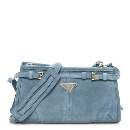 Prada Scamosciato Triangle Small Bonnie Shoulder Bag Astrale 1 of 9