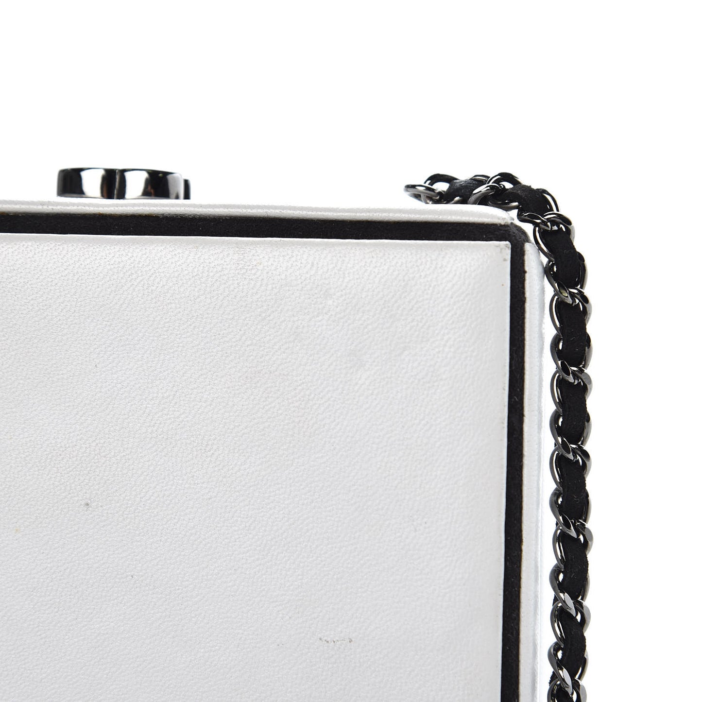Lambskin Minaudiere Essential Frame Clutch White