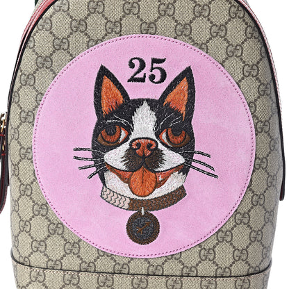 Gucci GG Supreme Monogram Web Bosco Patch Dome Backpack Beige Malva Hibiscus Red 10 of 10