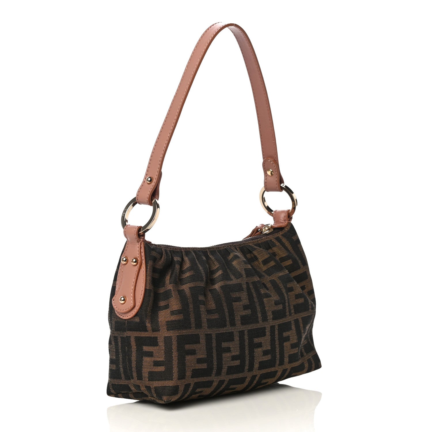 Fendi Zucca Cuoio Lucido Hobo Tobacco Bois de Rose 2 of 9