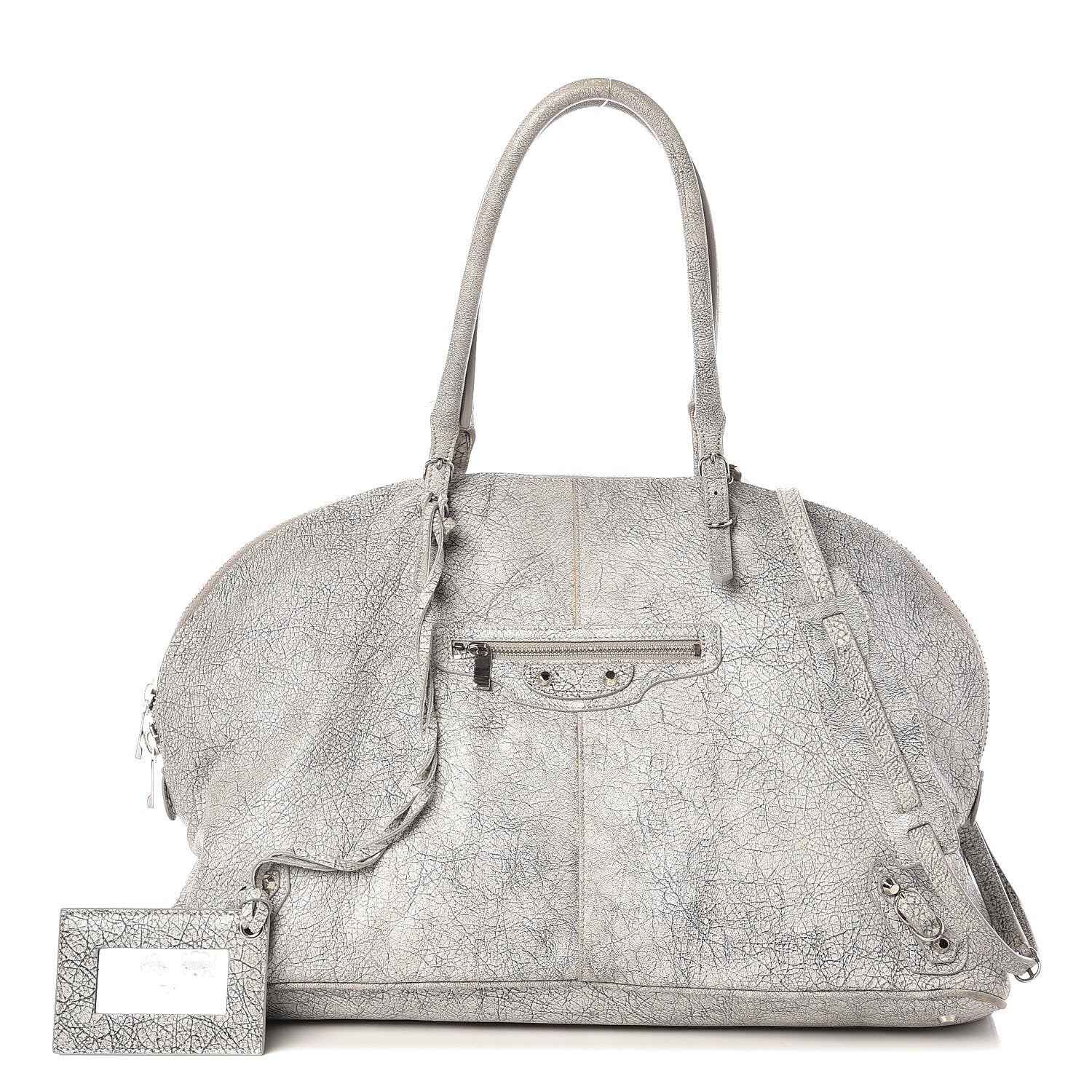 Balenciaga Agneau Classic Silver Hardware Papier Large Bowling Bag Grey 1 of 9