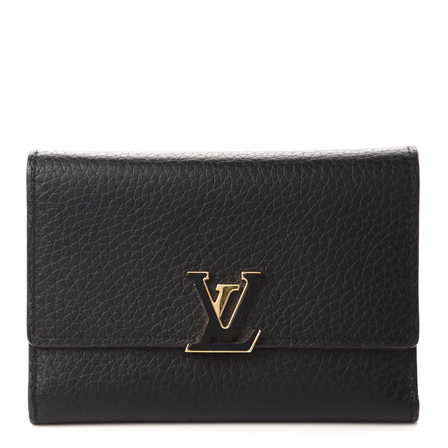Louis Vuitton Taurillon Capucines Compact Wallet Black 1 of 7