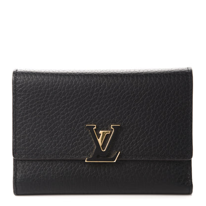 Louis Vuitton Taurillon Capucines Compact Wallet Black 1 of 7