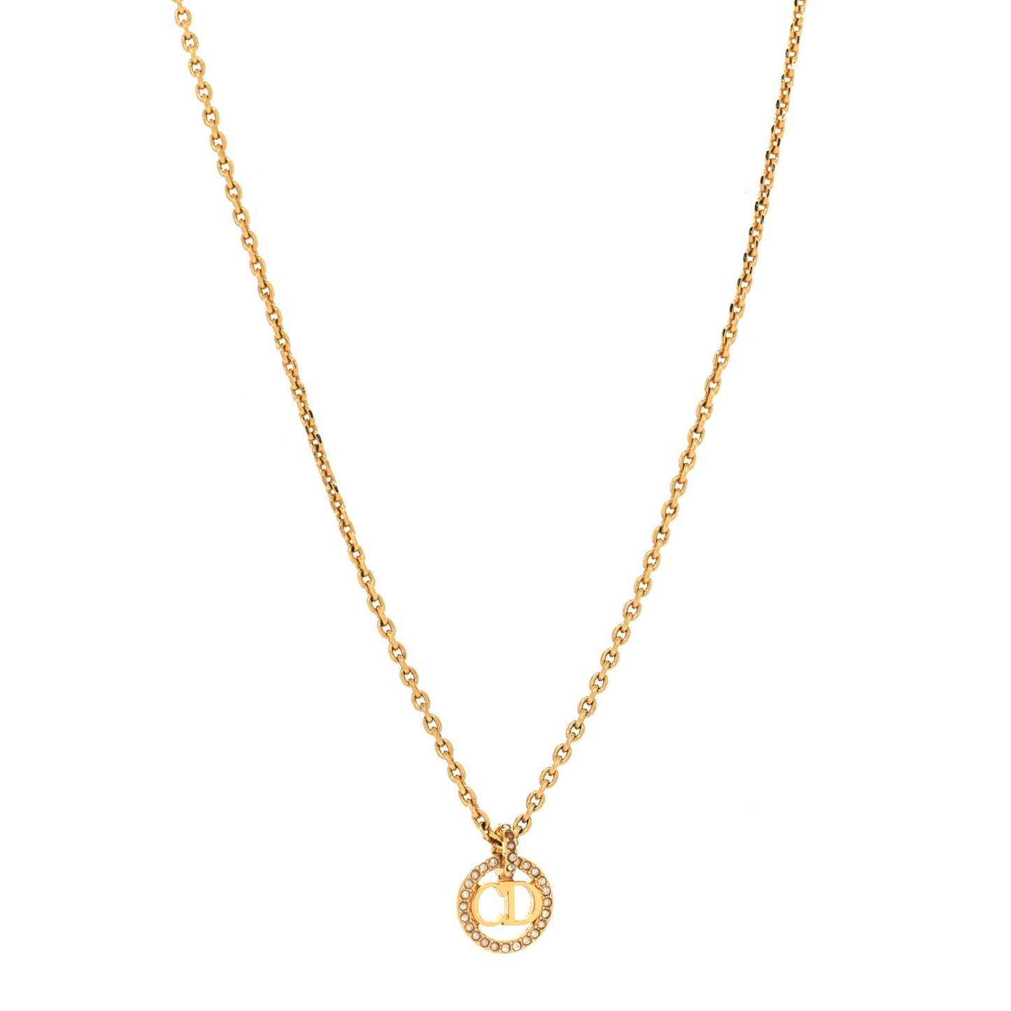 Metal Crystal CD Necklace Gold