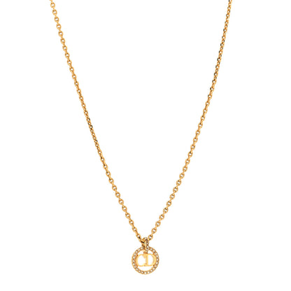 Christian Dior Metal Crystal CD Necklace Gold 1 of 5