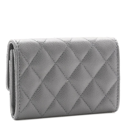 Chanel Shiny Caviar Enamel Quilted CC Flap Card Holder Grey 3 of 9