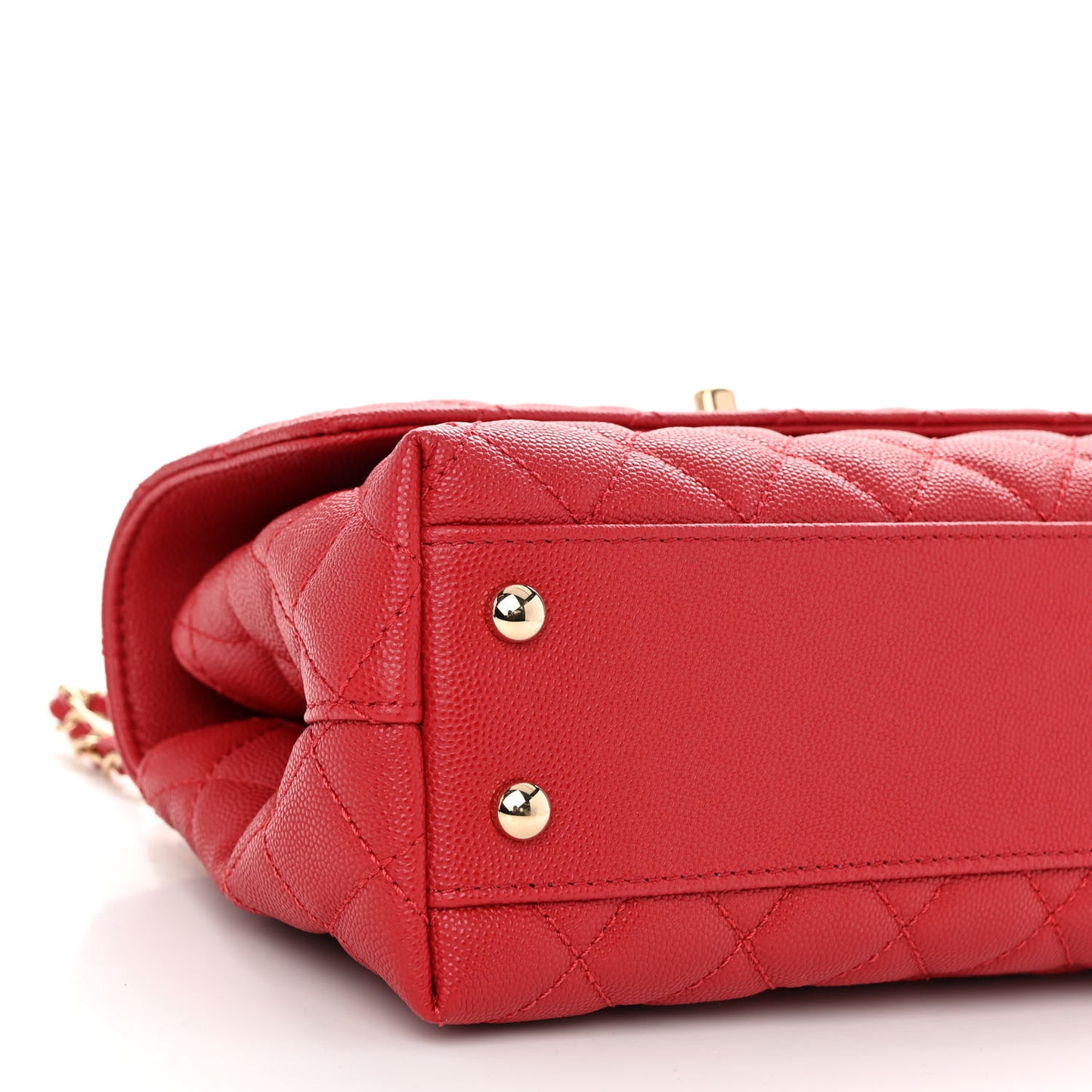Caviar Quilted Mini Coco Handle Flap Red