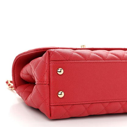 Chanel Caviar Quilted Mini Coco Handle Flap Red 9 of 10