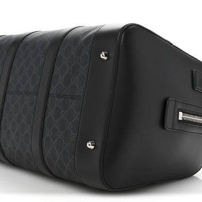 Gucci Soft GG Supreme Monogram Appia Calfskin Web Medium Carry On Duffle Bag Black Grey 9 of 14