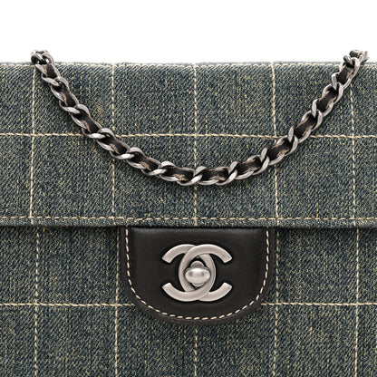Chanel Denim Chocolate Bar Quilted East West Flap 8 of 11